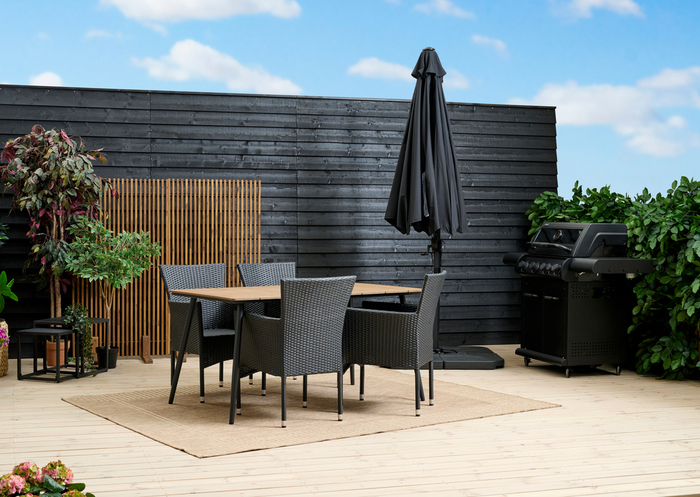 Havebord Beijing sort/teak 148 x 85 cm - Sunlife